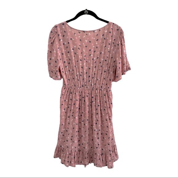 Lush Flutter Sleeve Midi Flounce Dress in Blush Print M - Picture 6 of 11